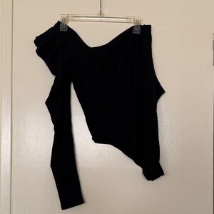 Black Asymmetrical One-Shoulder bodysuit